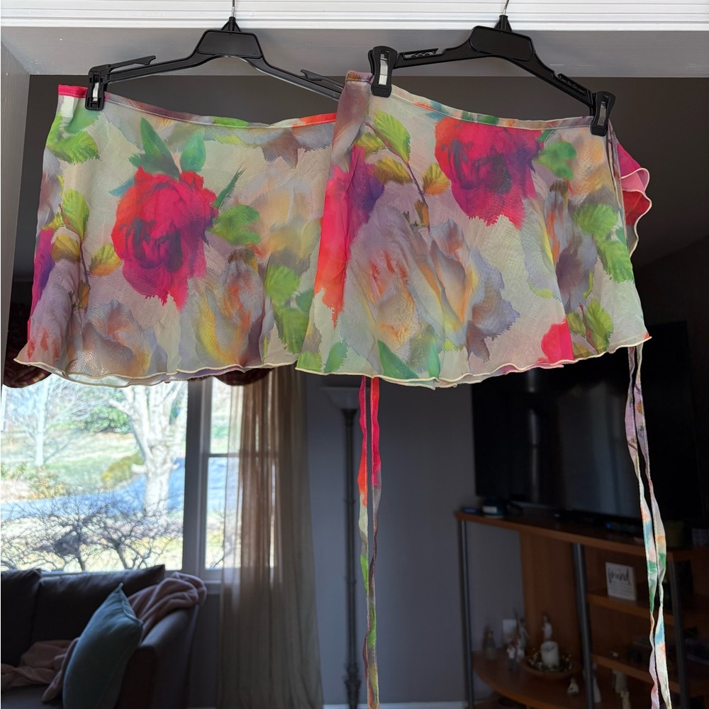 2 Capezio floral wrap around dance skirts